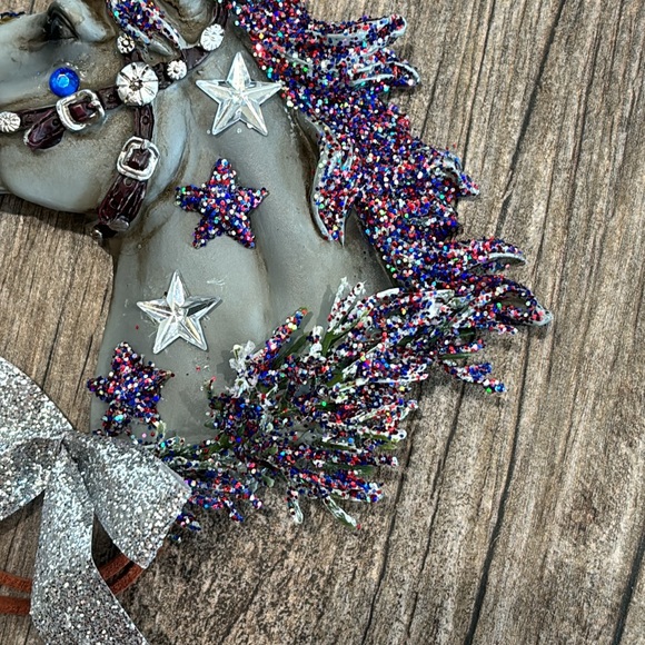 Holiday Horses: “Liberty” design. Decorated Christmas/holiday horse ornament - Picture 10 of 13